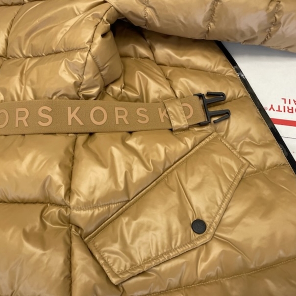 Michael Kors Dark Camel MK Puffer Jacket Belted Designer Coat S - 3X - Picture 4 of 15